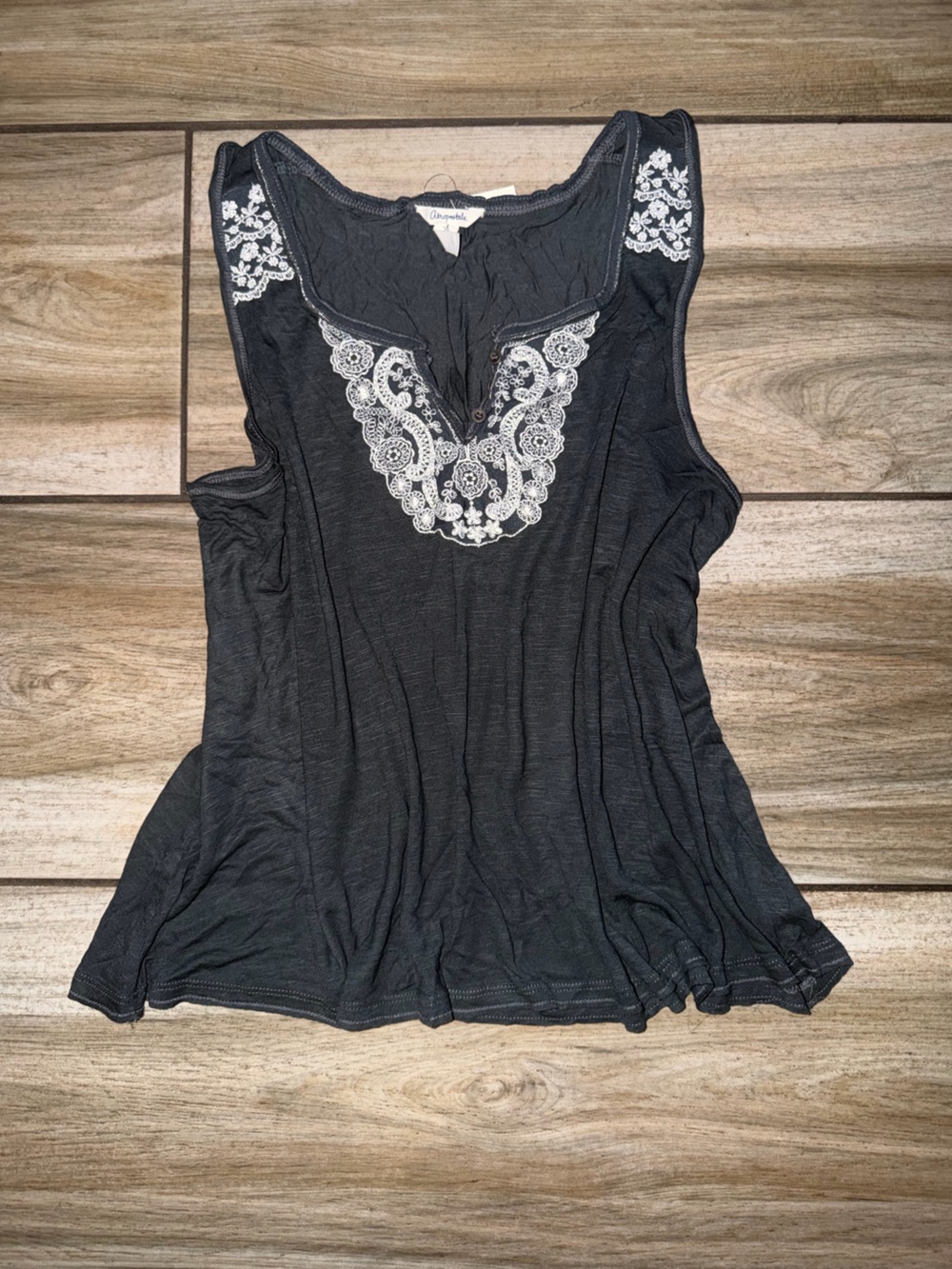 Aeropostale Black Tank Top with White Embroidery
